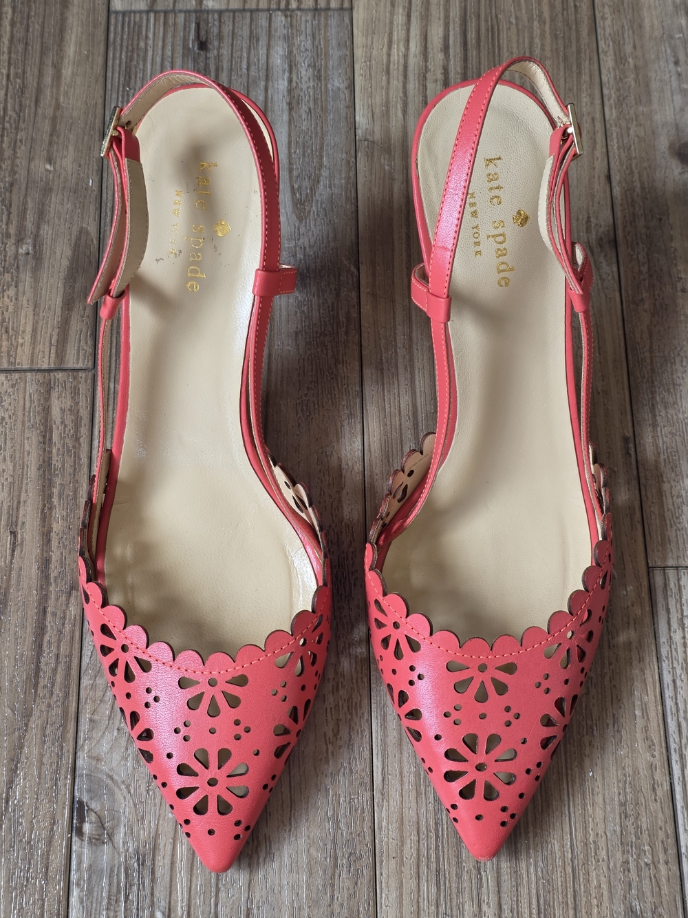 Kate Spade Lana Laser Cut Geranium Heels Sz. 8